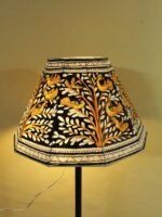 Yellow Birds on Black Base Tholu Bommalata Lampshade