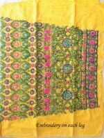 Yellow Fulkari Embroidered Salwar Fabric - Image 2