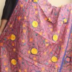 Yellow Rose Patch, Pink Chanderi Fulkari Dupatta