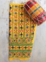 Yellow Phulkari cotton Salwar Fabric