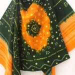 Bandhani Mirrorwork Green and Yellow Shawl