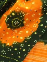 Bandhani Mirrorwork Green and Yellow Shawl - Image 3