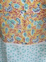 Yellow, green, White Block-Printed 3pc Cotton Suit Set - Image 3