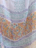 Yellow, green, White Block-Printed 3pc Cotton Suit Set - Image 4