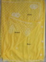 Yellow and white Georgette Chikankari Sari - Image 4