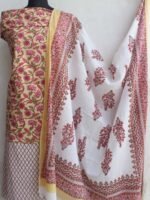 Yellow and white Sanganeri print cotton suit - Image 2