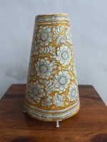 Yellow and white Tholu bommalata Long Table Lamp - Image 3