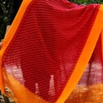 Yellow border, Red missing thread Ikkat Dupatta