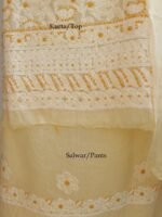 Yellow Cotton Chikankari Dress-Material - Image 3