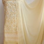 Yellow Cotton Chikankari Dress-Material