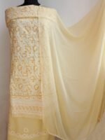 Yellow Cotton Chikankari Dress-Material