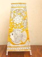 Yellow fish on Rectangular Tholu-Bommalata Table Lamp - Image 2