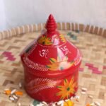 Yellow Flowers on Red wooden Sindoor Dani