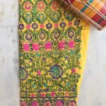Yellow Fulkari Embroidered Salwar Fabric