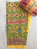 Yellow Fulkari Embroidered Salwar Fabric