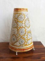 Yellow and white Tholu bommalata Long Table Lamp - Image 2