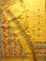 KanthaWork Handembroidered Yellow Silk Sari - Image 2
