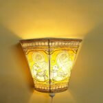 Yellow Peacocks Tholu Bommalata Wall Lamp