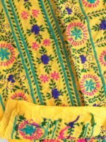 Yellow Phulkari cotton Salwar Fabric - Image 3