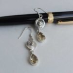 Yellow stone, pure silver fashion Earrings