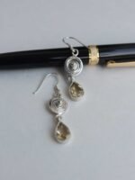 Yellow stone, pure silver fashion Earrings