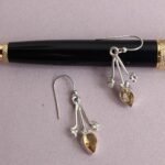 Yellow stone, small, pure silver earrings