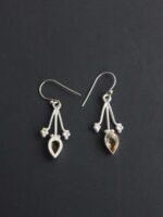 Yellow stone, small, pure silver earrings - Image 2