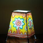 Yellow Trapezoid small Tholu-Bommalata Table lamp