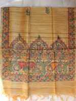 Yellowish-Brown madhubani Silk Dupatta - Image 3
