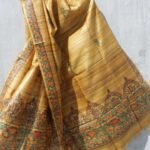 Yellowish-Brown madhubani Silk Dupatta