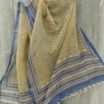 Yellowish-Green Block-printed kota Dupatta