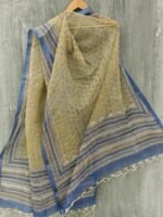 Yellowish-Green Block-printed kota Dupatta