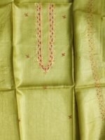 Yellowish-Green Silk Kurta Fabric for men - Image 2