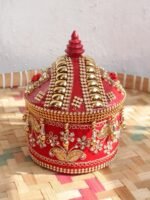 Zari, Crystals, Roses small wood Sindur-Box - Image 2