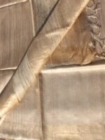 Zari-work, Undyed, pure Desi Tussar silk Saree - Image 4