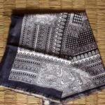 Black, Red, White Madhubani Bhagalpuri Semi-Silk Sari