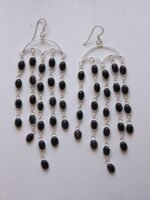 Umbrella shape, Black stone silver Earrings - Image 2