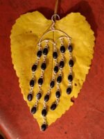 Umbrella shape, Black stone silver Earrings - Image 3