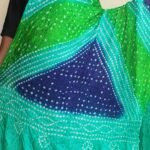Blue and green polysilk Bandhani Dupatta