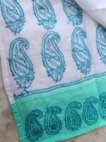 Chikankari White and blue cotton ladies Kurta - Image 4