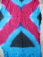Blue, black and magenta Polysilk Bandhani Dupatta - Image 3