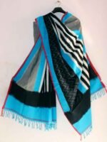 Blue and black Pochampally ikkat cotton Dupatta - Image 2