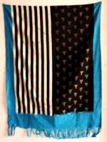 Black, blue and White Pochampally ikkat Dupatta - Image 2