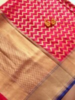 Loom Woven Blue border, Pink Banarasi Dupatta - Image 2