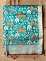 Teal-Green Pure Katan Silk Banarasi Dupatta - Image 3