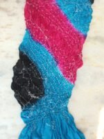 Blue, magenta and black polysilk Bandhani Dupatta - Image 2