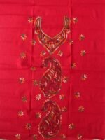 Bright-Red Kanthawork Cotton Ladies Kurta Fabric - Image 2
