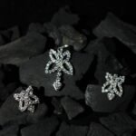 Butterfly shape Zircon Real Silver Pendant Earrings Set