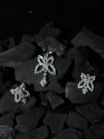 Butterfly shape Zircon Real Silver Pendant Earrings Set