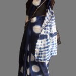 Chanderi Shibori Indigo Silk-cotton Sari